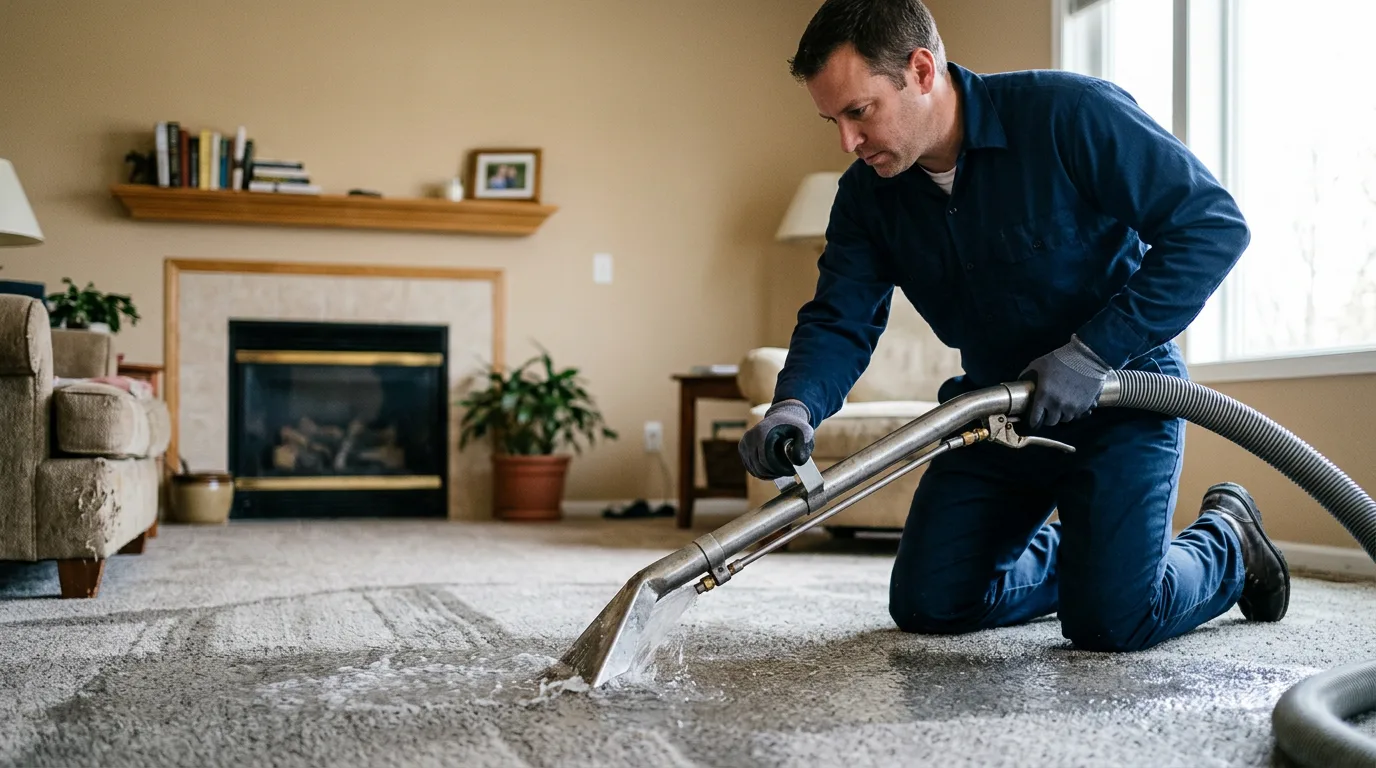 Water damage restoration technician working near Salem, MA